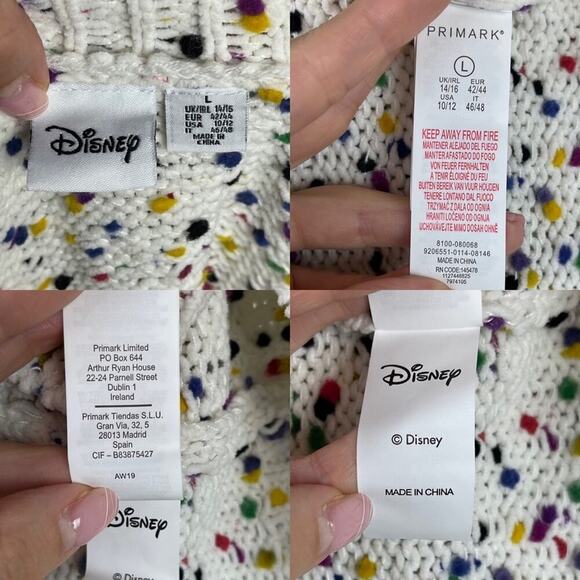 Disney Mickey Mouse Embroidered Turtleneck Confetti Knit Pullover Sweater Large - Picture 4 of 11